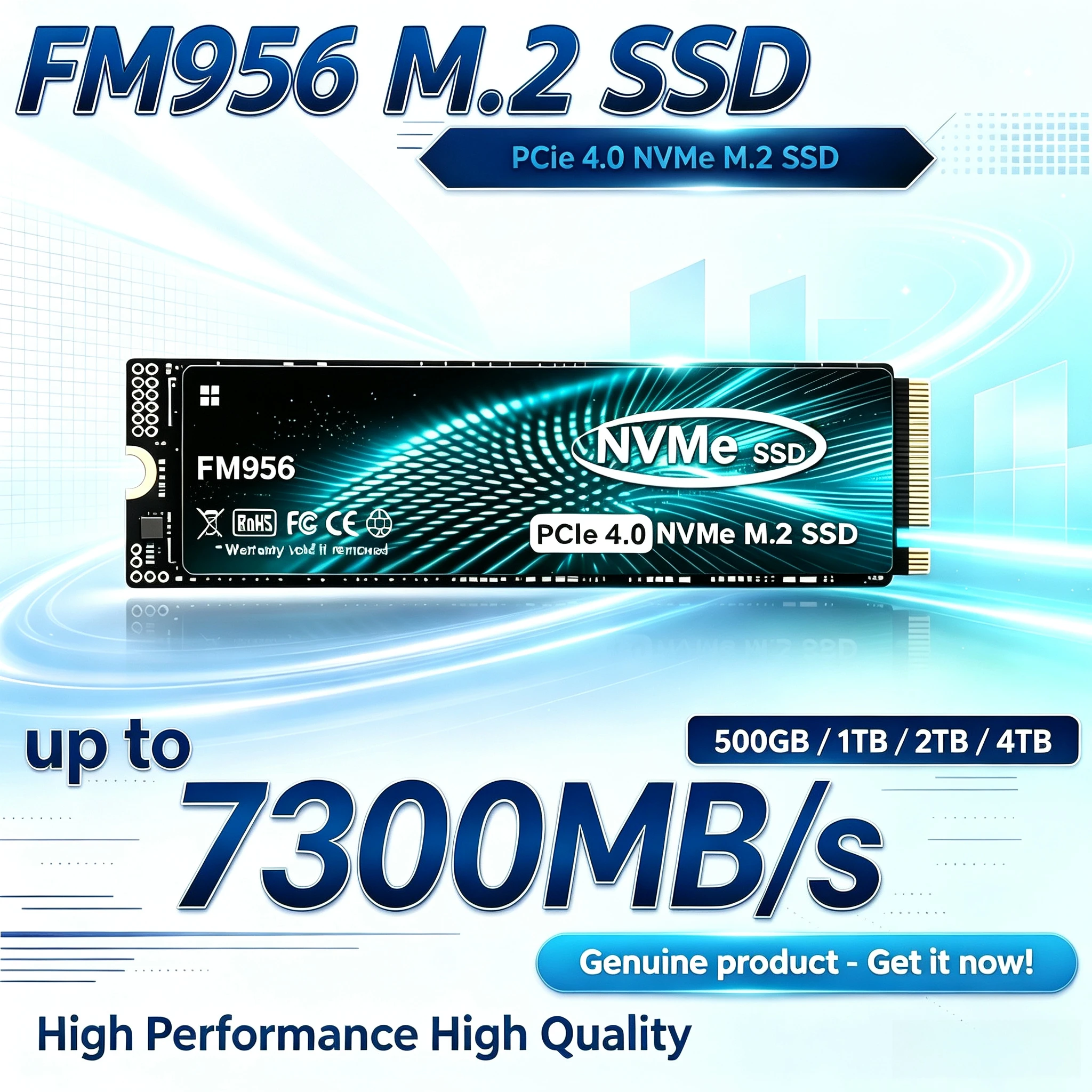 M.2 Nvme 4Tb Pcie 4.0 Ssd - SSD NVMe M.2 2280 FM956 d'origine,