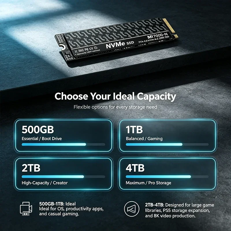 MI7000N 500GB 1TB 2TB 4TB M.2  - M.2 Nvme 4Tb Pcie 4.0 Ssd avis et prix